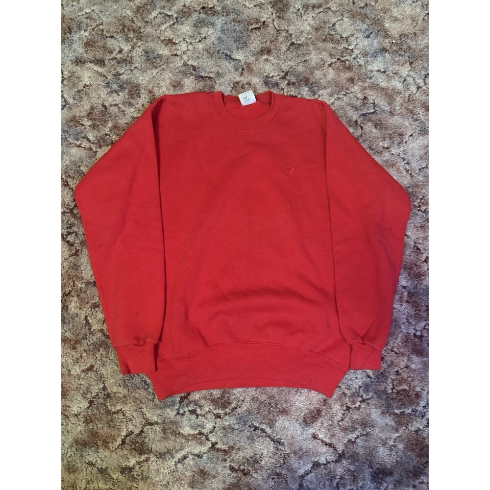 Vintage 90s USA Olympics Crewneck Sweatshirt Large Red Embroidered RARE Oversize